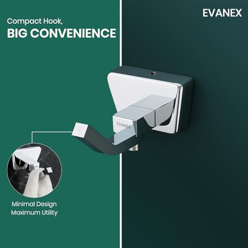 Image of EVANEX Rob Hook, 304 Grade Stainless Steel, Wall Towel Hooks Coat Hook, Chrome Robe Hook, Door Hanger Towel Robe, Clothes Cabinet Closet Sponges Hook for Bathroom & Kitchen (Aquarius)