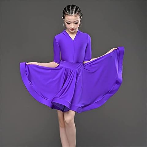 ZLZNX Dresses for Girls Long Sleeve Latin Dance Dress Velvet Ballroom Competition Party Stage Performance Practice Costumes,5,120 Cover