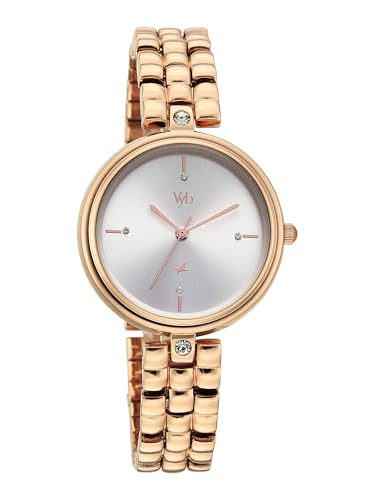 Image of Fastrack Vyb Iconique with Quartz Analog Silver Dial Rose Gold Zinc Alloy Strap Watch for Girls - FV60115WM01W
