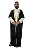 Black Cloak Bisht Abaya Arabian Men Saudi Eid Gulf Bedouin Islamic Islam Costumes Wedding Arab Dress Thobe Kaftan Caftan Mens Thoub Galabeya Jilbab Men's Muslim Costume Robe Jacket Clothing