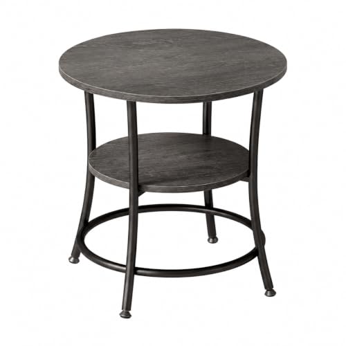SageNest Round End Table, 21.65" 2-Tier Side Table with Storage Shelf