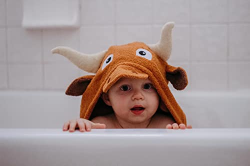 Yikes Twins Hooded Baby Towel For Kids 2-8 | Large 100% Cotton Baby Towel For Girls Or Boys | Unisex Cute Texas Longhorn Bath Towels For Babies And Toddlers #TOP1