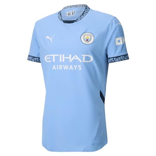Manchester City FC Men’s 2024/25 Authentic Home Soccer Jersey - Slim Fit - Team Light Blue - Size: XL