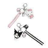 PiPi&W Kuromi Schlüsselanhänger, Anime Schlüsselanhänger, Geschenke für Mädchen, 2 PCS (Kuromi & Hello Kitty)