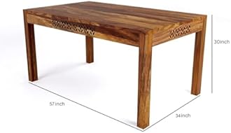 Sheesham Wood Dining Table(57x35) with 6 Chairs | 6 Seater Dining Set | 1 Year Warranty | Finish Color :- Honey Finish with Cushions -DIY(Do-It-Yourself)