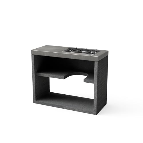 TUOZI - Módulo Stand NEGRO VENIT Gas 110 para Barbacoa de Obra Prefabricada (Gris oscuro - 110 x 47 x 47 cm) - Uso en Exteriores