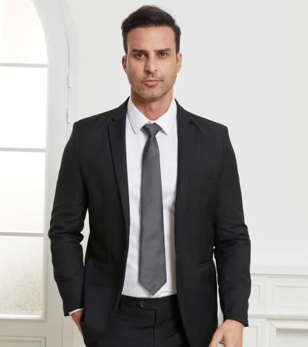 Image of DecTwig Men's Ties Solid Color Formal Neckties 3.15 inch (8CM) Black Ties For Men