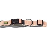 HUNTER Hundehalsung NEOPREN Vario Plus, Farbe: pfirsich/grau, strapazierfähiges Nylon, weiche Neoprenpolsterung, stufenlos verstellbar, mit Zugentlastung, pflegeleicht, komfortabel, Größe: S-M/2,0