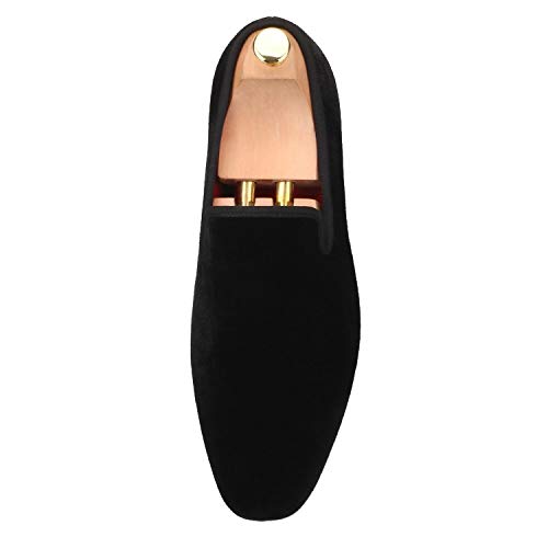 Ferucci Black Velvet Square Toe Loafer Slippers Flat Prom Wedding (Numeric_15) #TOP3