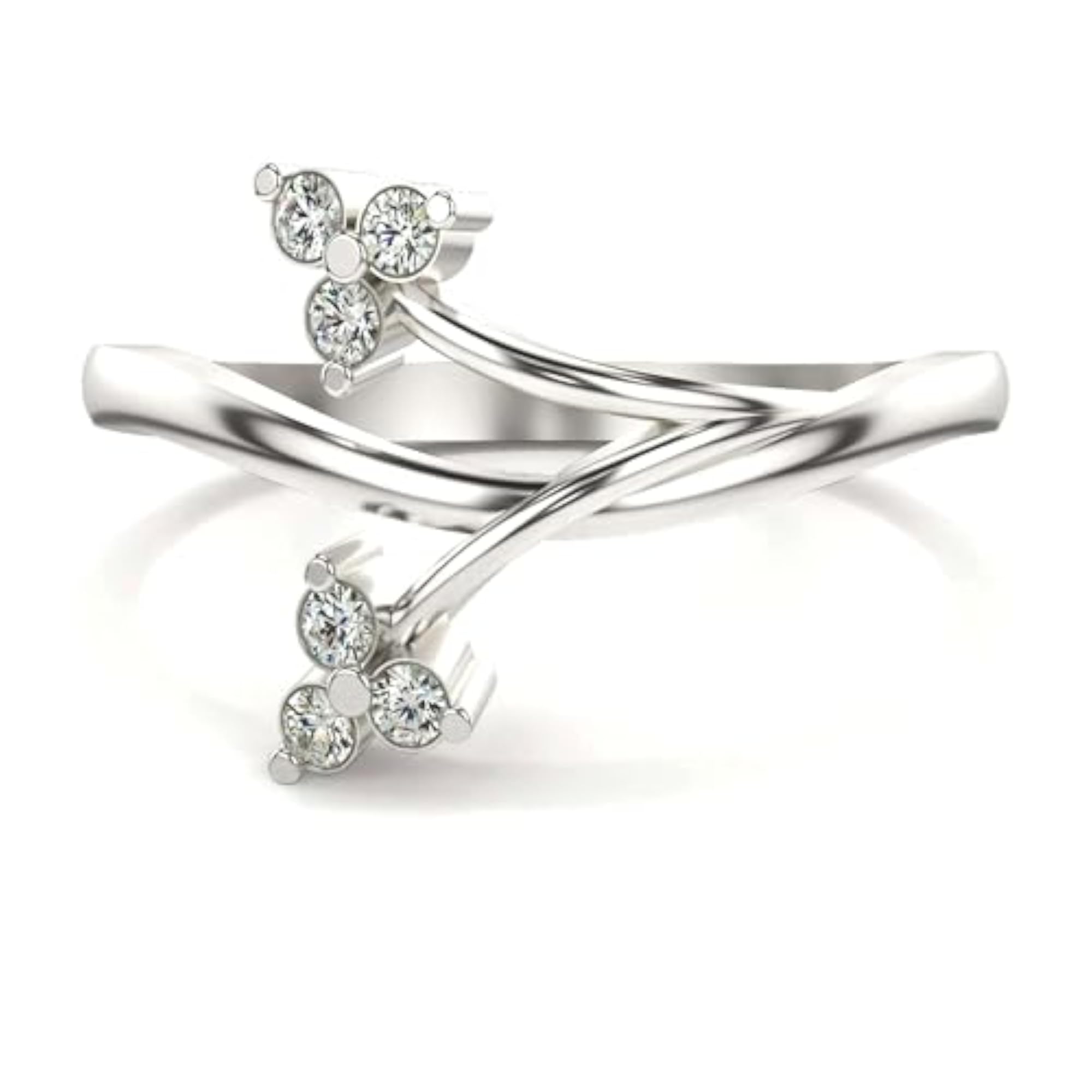 Women's Sterling Silver & Lab Grown Diamond 0.11cts Ring, Stylish