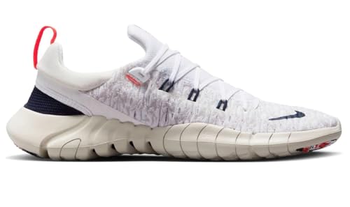 Nike Nike Free Run 5.0 Men's Road Running Shoes (White/Light Orewood Brown/Bright Crimson/Obsidian) Size 9.5