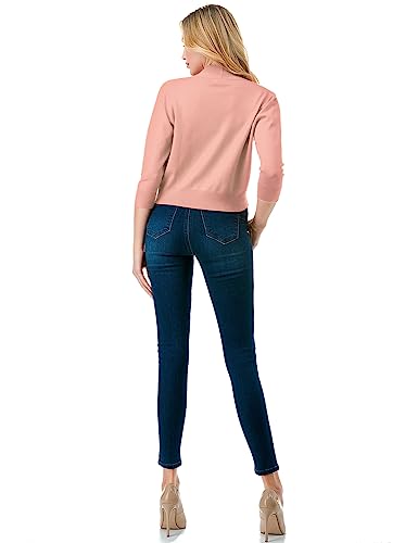 Lalabee Women's Classic 3/4 Sleeve Open Front Cropped Bolero Cardigan-Dustypink-L #TOP6