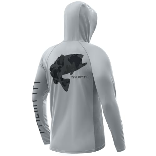 Palmyth Fishing Hoodie for Men Long Sleeve with Mask Sun Protection UV UPF 50+ Shirts Neck Gaiter