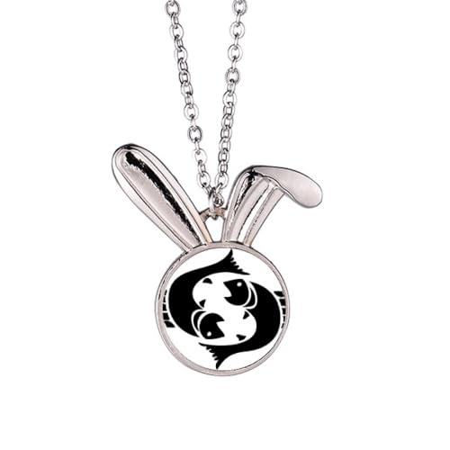 Collier Poissons et Lapin en argent avec pendentif constellation du zodiaque pour femme