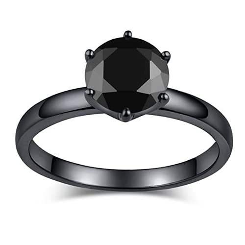 Jeulia Anillo Solitario De Diamante Negro Para Mujer, Anillo De Compromiso De Plata De Ley 925 Negro Jeulia Anillo Solitario De Diamante Negro Para Mujer, Anillo De Compromiso De Plata De Ley 925 Negro