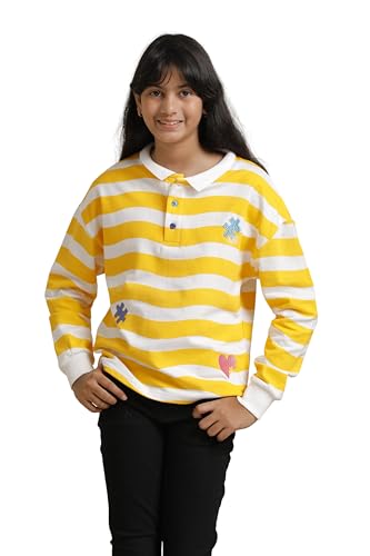 Image of Girls Cotton Tops Collection - Round Neck, Crop Top, Full & Half Sleeve, Drop Shoulder, Ruffle Sleeve, Graphic Printed, Embroidered & Slub Knit Styles, Soft Breathable Fabric for Kids Casual Wear