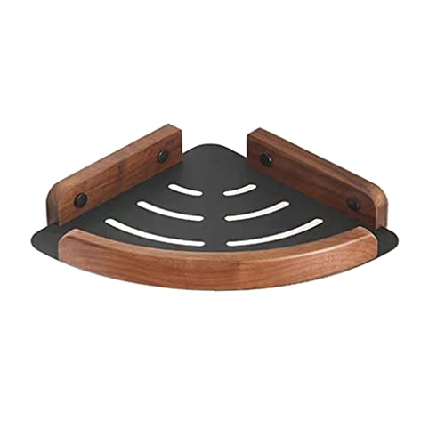 Caddy de douche d'angle en bois massif et aluminium durable