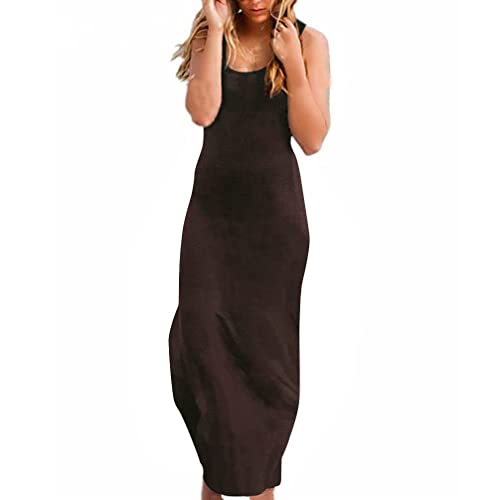 Image of Roselux Women Sleeveless Scoop Neck Striped Maxi Sundresses Loose Racerback Long Dress