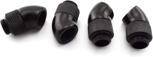 dracaena.io 12 pack G1/4\" thread Male to Female Extender Fitting, 45° Rotary Fitting Adapter Connector for Computer Water Cooling System, Black
