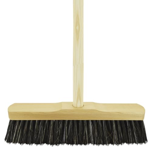 Indoor Broom Soft Bristle Sweeping Brush - Ideal Kitchen Broom for Laminate, Vinyl, Wooden Floors - Flexible Nylon & Natural Bristles, 120cm Wooden Handle - Perfect for Fine Dust & Crumbs (30cm / 12”)