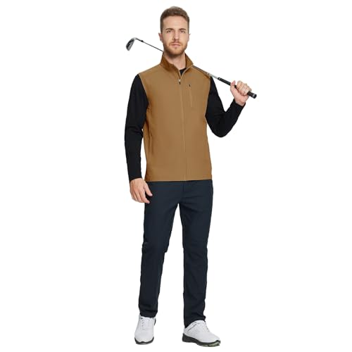 Image of M MAELREG Mens Vests Outerwear Windproof Lightweight Softshell Vests Zip Pockets Sports Sleeveless Jacket Golf Vests for Men
