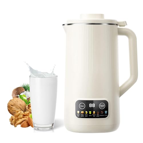 GTHTUHFD Máquina Automática para Hacer Leche De Soja, 600 Ml, con 10 Cuchillas, para Hacer Zumos Y Sopas, Autolimpiable para Almendras, Avena Y Frutas, Función para Mantener El Calor.