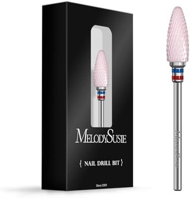 MelodySusie Ceramic Nail Drill Bit, 3/32'' (2.35mm) Professional Acrylic Nail File Flame Drill Bit for Manicure Pedicure Cuticle Gel Nail Polishing, Beginners Bits, Pink, Series Bit-S, Fine
