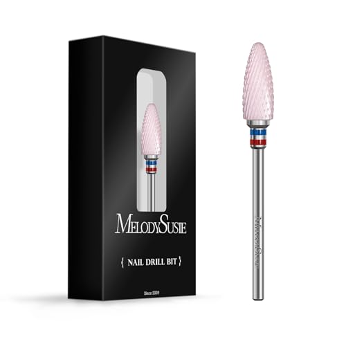 MelodySusie Ceramic Nail Drill Bit, 3/32'' (2.35mm) Professional Acrylic Nail File Flame Drill Bit...