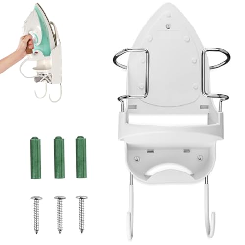 Wall Mount Iron,Ironing Board Hanger,Wall Mount Ironing Board Holder,Wall Mount for Laundry Rooms Storage Organizer,Electric Iron Holder with Removable Hook,Ironing Board Shelf by ZHXKSH - Used condition - CA$25.16