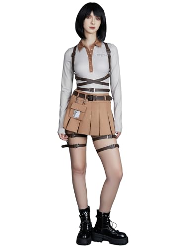 Micotaku Attack On Titan Officially Licensed Womens Polo Shirt Bodysuit And Skirt Set