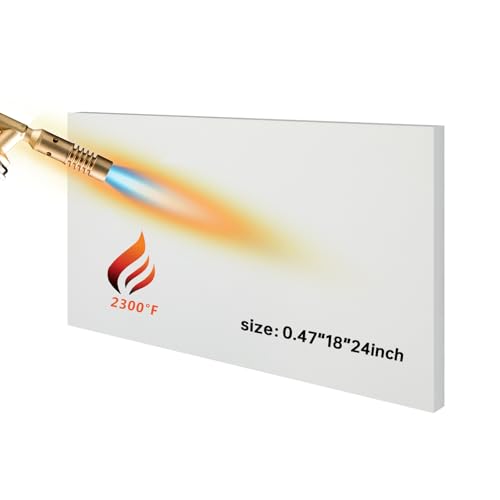 Maasechs Ceramic Fiber Insulation Board 0.47 x 18 x 24 Inch 2300f Ceramic White Thermal Insulation Board for Wood Stoves Fireplaces Furnaces Forges Kilns Pizza Ovens