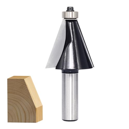 Image of Chamfer Router Bit 1 /2 Shank, 22.5 Degree Carbide 2-Flute Chamfer Cut, Edge Forming Bevel Router Bit, Chamfer Bit Miter Angle Router Cutters, for Miter Joints