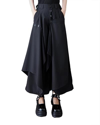 ellazhu Women's Pants High Waisted Cargo Plus Size Work Casual Outfits Button Flow Hem GZ453