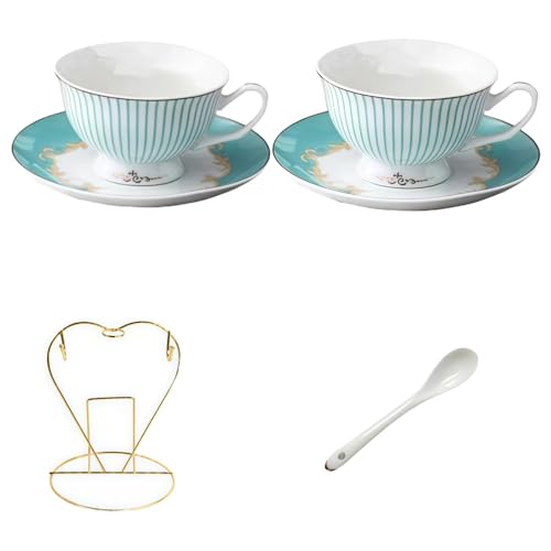 おしゃれ 食器セット コーヒーカップ ソーサー スプーン カップホルダー 花柄 2/4セット 釉下彩 陶器 傷 摩耗 耐熱性 家庭用 電子レンジ 消毒器 食器洗い機 オーブン対応 祝いプレセント 結婚祝い 休日や日常使いに最適(A1)