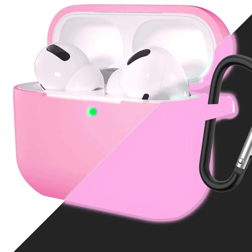SURANBULI for AirPods Pro 3 Case Silicone | Cute Soft Glow Dark AirPods Pro 3 Generation Case with Keychain iPods Air pods Pro 3 Cases for Man Women(Pink)