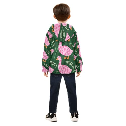 Pink Leopard Ducks Toddler Fleece Jacket Girl Boys Hooded Fleece Jacket Coat Warm Outwear Zip-up 3-10T4