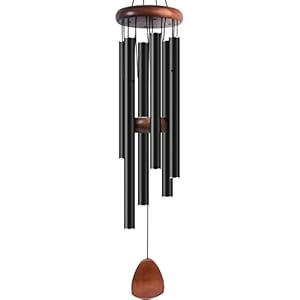 Large Aluminium Wind Chimes 37″ Inches to Create a Zen Atmosphere Suitable for Outdoor, Garden, Patio Decoration. Classic Black Wind Chimes with Wind Catcher Suitable as A Gift for Unisex