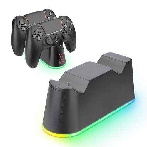 Station de charge pour manette PS5 double contre les pannes de batterie avec RVB 5V