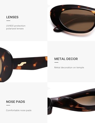 SOJOS Retro Cat Eye Sunglasses for Women Polarized UV400 Designer Inspired Sun Glasses SJ2617A4