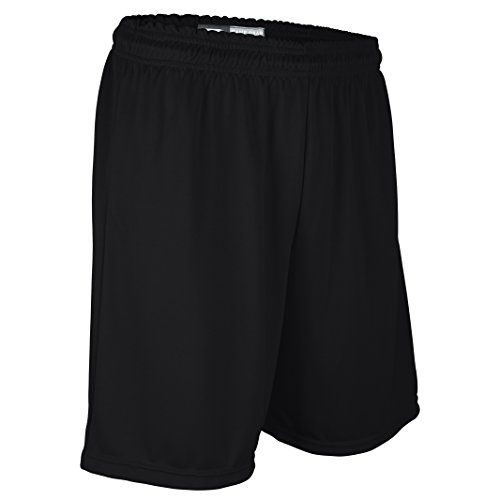 Youth Boy’s & Girl’s 7” Light Weight, Athletic Cross Training Short-Basketball, Football, Running, Soccer, Tennis, & Other High Performance Sports-Colors Black, Red, Blue & Navy-Youth Medium, Black)