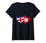 Photo Gallery donna uk tunisia heart flags british tunisino antenati bandiera maglietta con collo a v Photo Gallery donna uk tunisia heart flags british tunisino antenati bandiera maglietta con collo a v