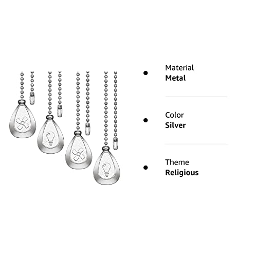 4 Pieces Ceiling Fan Pull Chain Extender Pull Chains Extension Fan Pull Chain Bronze Pendant 12 Inch Ceiling Fan Chain Ornament With Ball Fan Chain Connector (Silver) #TOP7