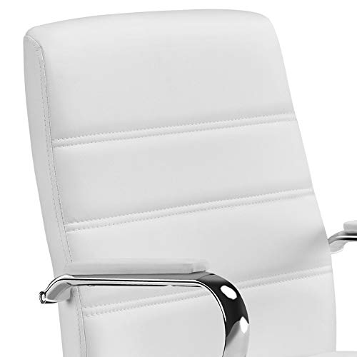 Topeakmart Mid-Back Office Chair Seat Height Adjustable Swivel Pu Leather Executive Chair, White #TOP4