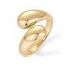 PAVOI 14K Gold Plated Chunky Open Twist Stackable Rings for Women | Bold Crossover Statement Ring Band
