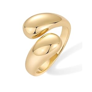 PAVOI 14K Gold Plated Chunky Open Twist Stackable Rings for Women | Bold Crossover Statement Ring Band
