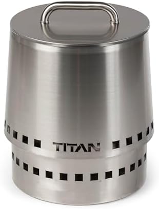 TITAN GREAT OUTDOORS Duo Small Stainless Steel Fire Pit with Lid, Near Smokeless Portable Fire Pit