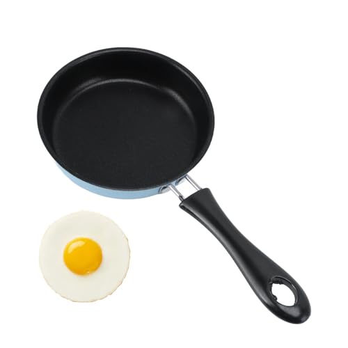 Image of Cyrank Nonstick Mini Egg Pan, 4.7inch One Egg Frying Pan Omelet Pan Single Egg Pan Stainless Steel Mini Skillet Induction Small Egg Skillet(blue)
