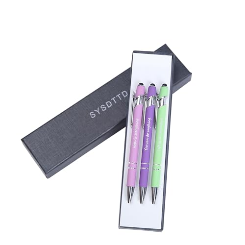 3-Pack 2-in-1 Metal Stylus Pen with Black Ink (1.0mm) and Inspira...