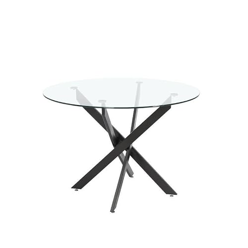 MerkaHome - Mesa Comedor Redonda Cristal 110 cm Elisa