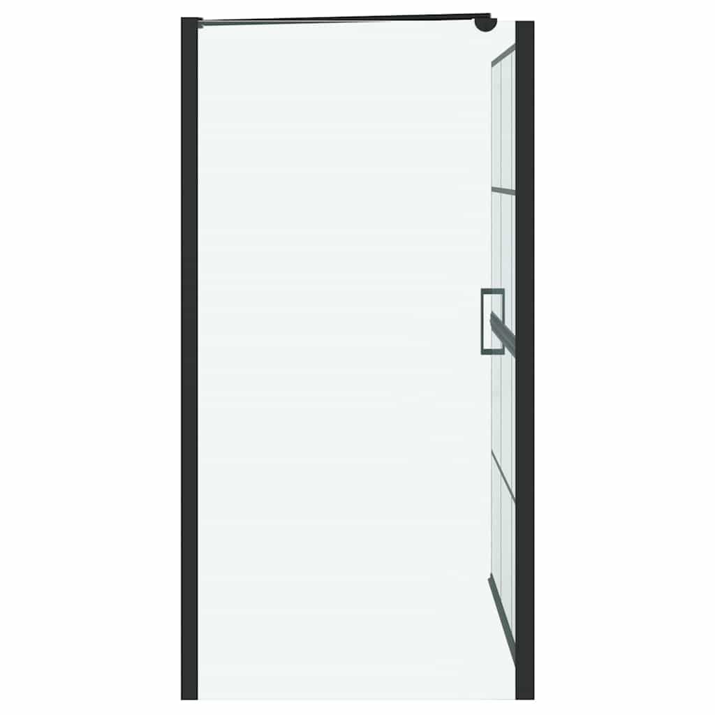 Parete Doccia Bagno Nero e Trasparente in Vetro Temperato, Box Doccia Pieghevole 100x68x128 cm, Paraspruzzi per Vasca, Parete in Vetro Moderna per Interni